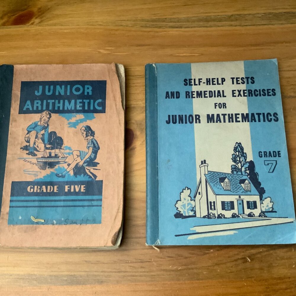 VINTAGE BOOKS - JUNIOR ARITHMETIC - GRADES 5 & 7 - 1938 & 1942